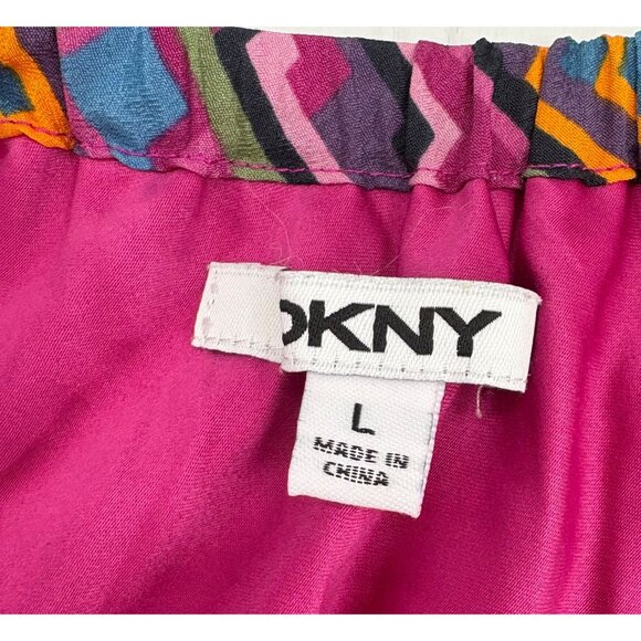 DKNY Women's Zigzag Multicolor Sleeveless Short Dress Large Polyester - Picture 3 of 5